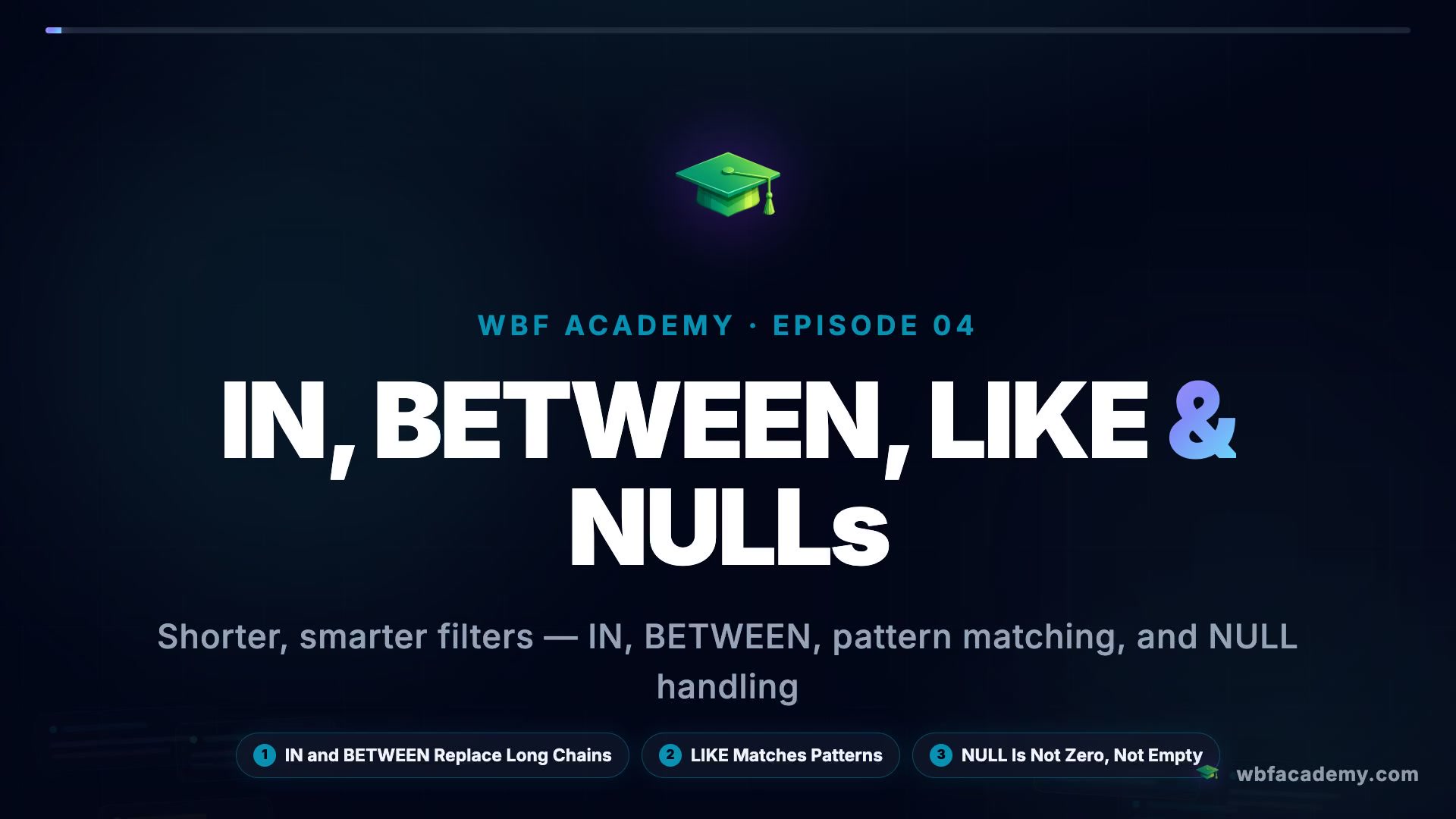 IN, BETWEEN, LIKE & NULLs