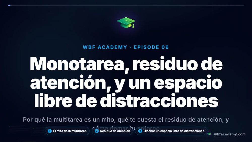 Monotarea, residuo de atención, y un espacio libre de distracciones